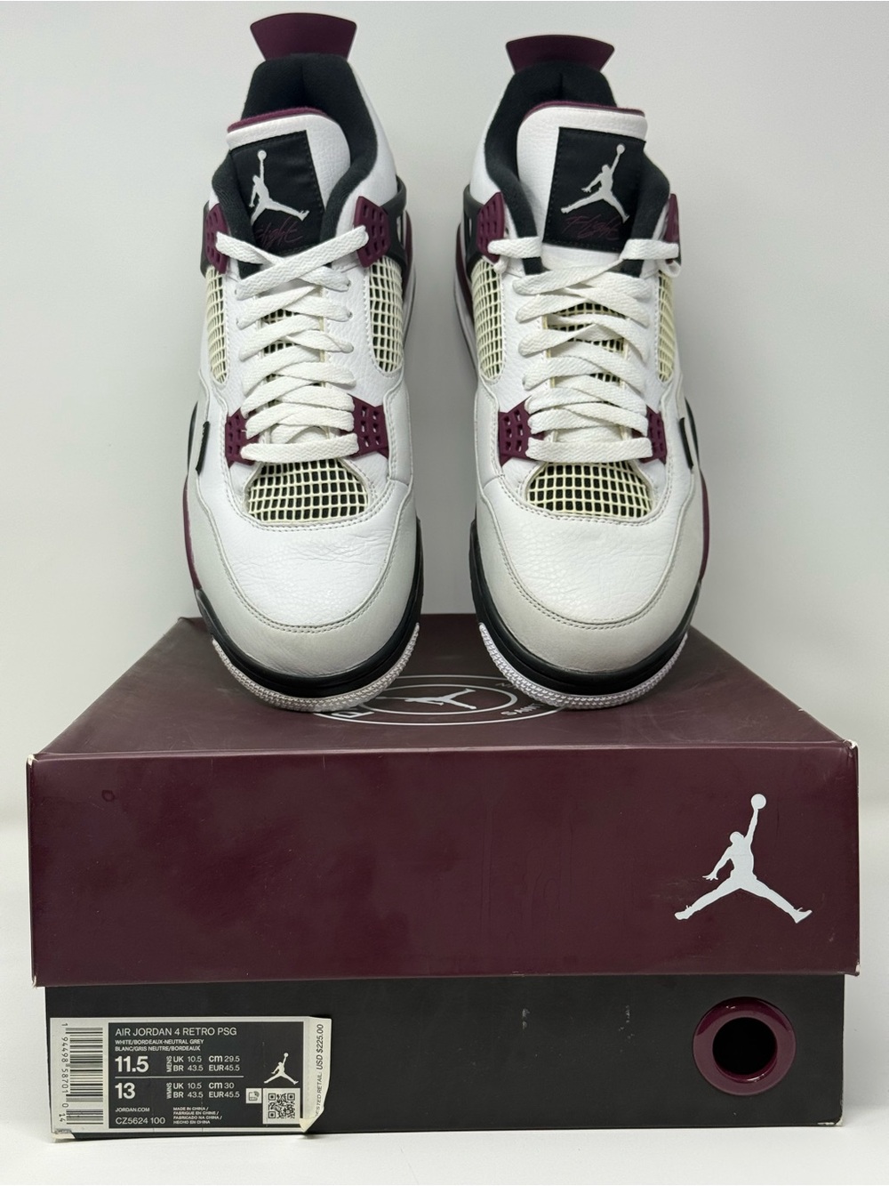 Size 11.5 - Jordan 4 Retro x Paris Saint-Germain Bordeaux 2020